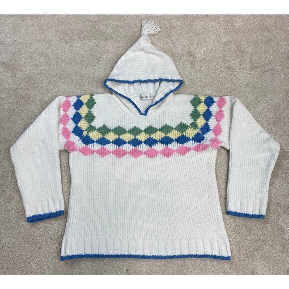 Energie Y2K Chenille Diamond Pullover Hooded Sweater Size L - Picture 1 of 4